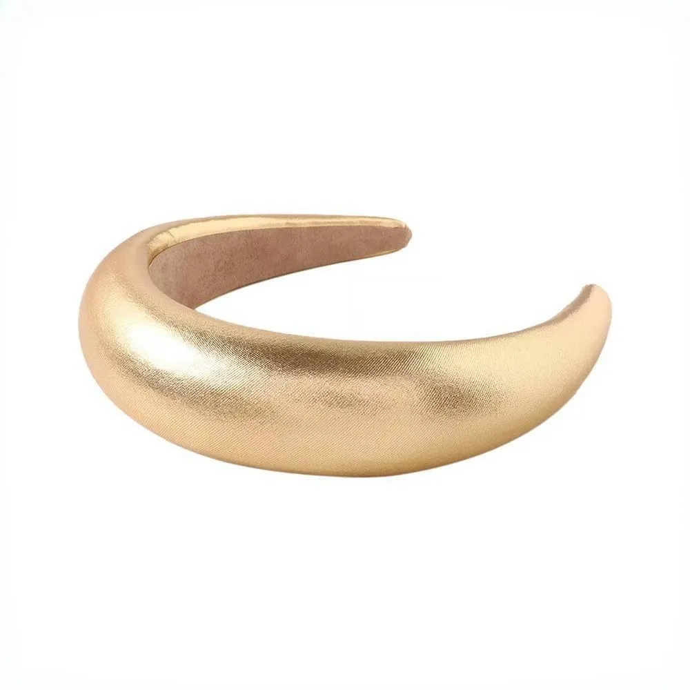1pc Wide Leather Sponge Headband Thickened Fabric Wrapped Hair Hoop Women‘s Fashion Headwear