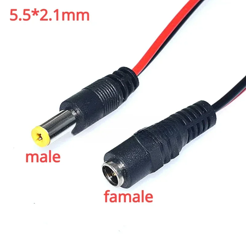 5pcs 10pcs 5.5x2.1 mm Male Female Plug 12V DC Power Pigtail Cable Jack for CCTV Camera Connector Tail Extension 24V DC Wire