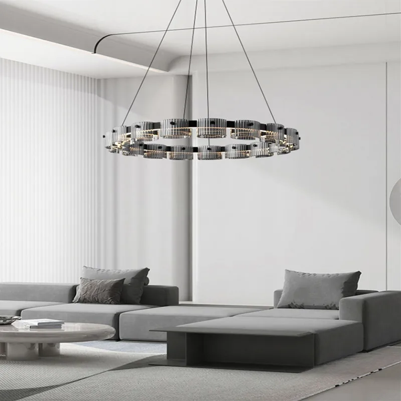 Italian minimalist living room pendant light Nordic high-end villa lobby circular dining room bedroom LED pendant light