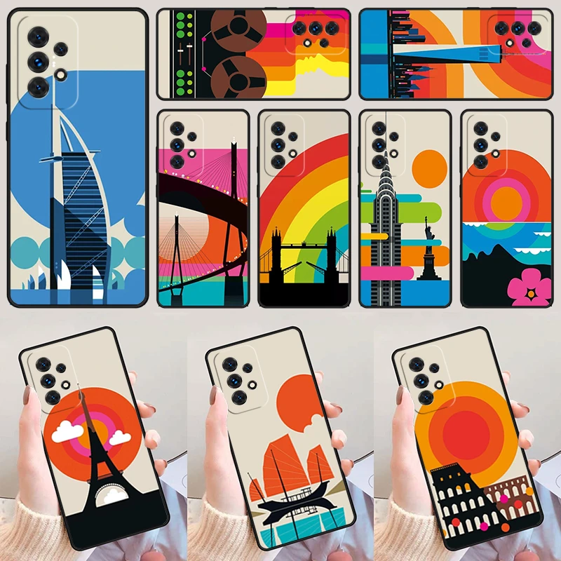 London Roma New York Countries Art For Samsung A52 A72 A73 A20e A21S A50 A70 A11 A12 A42 A31 A40 A51 A71 A32 A80 A91 Phone Case