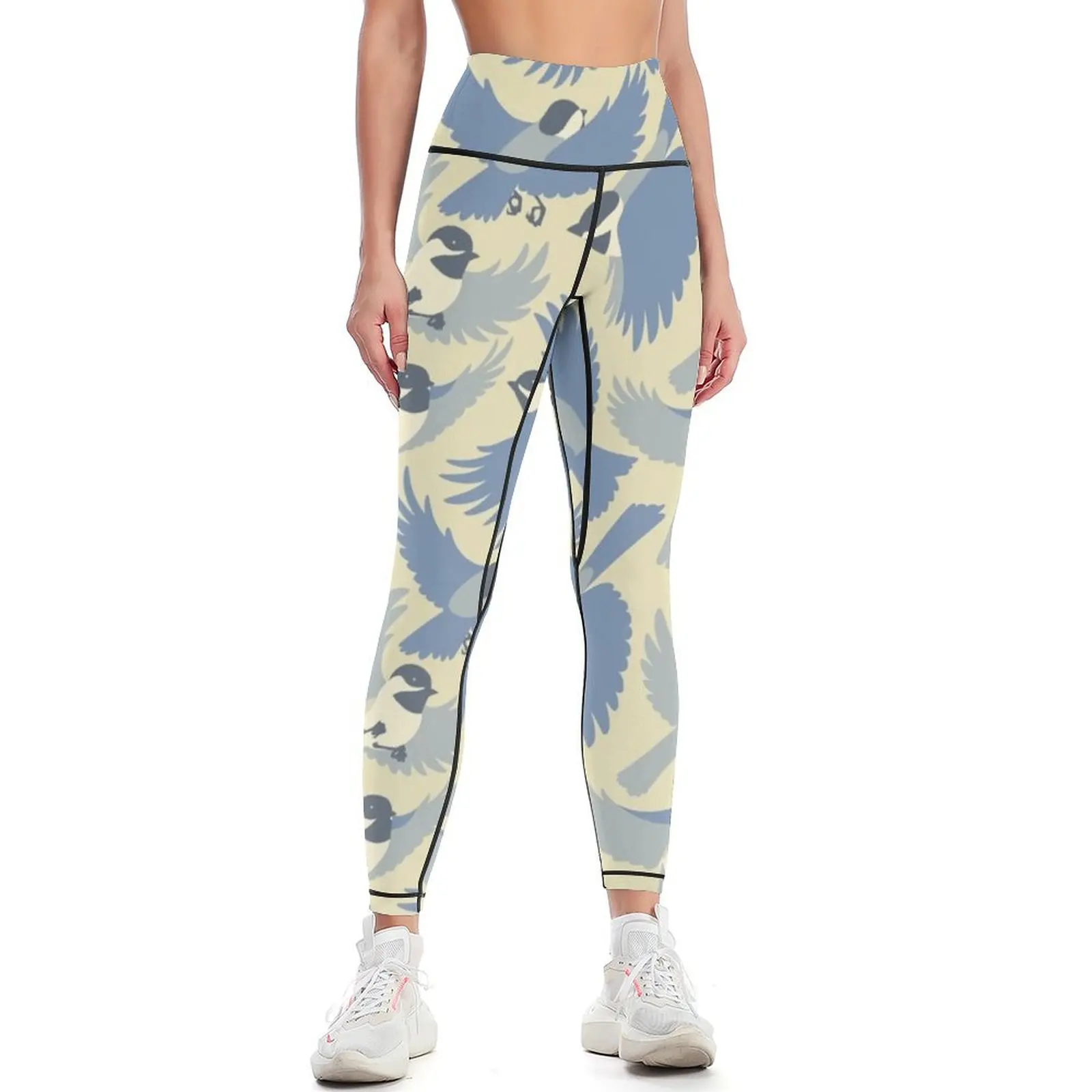 

Chickadees in Blue Leggings Women's push up Pants sport Tight fitting woman Womens Leggings