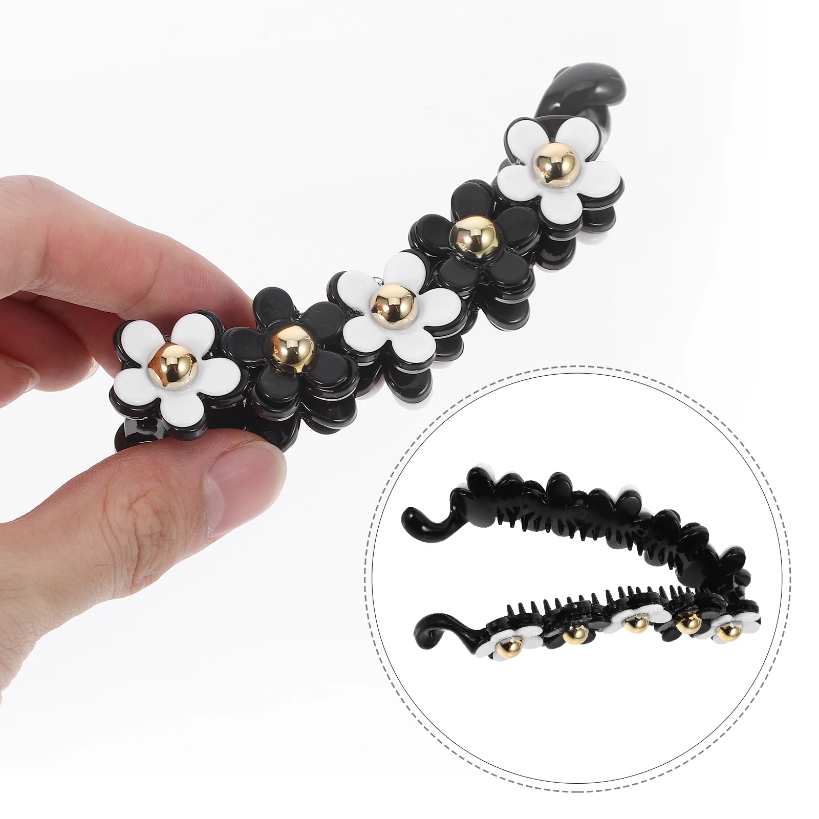 

Flower Hairpin Clips Acrylic Banana Barrettes Thick Stylish Women Accessories Girls Ponytail Holder Toothed Hair Clip