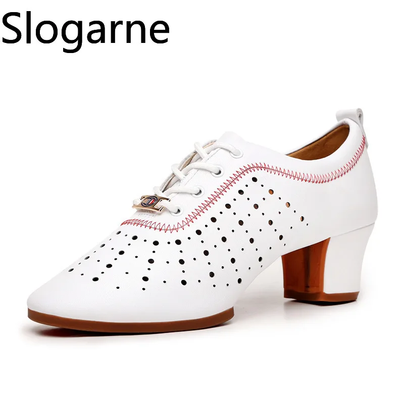 Women Latin Dance Shoes Ballroom Leather Ladies Girls Modern Jazz Dance Shoes Silver Black Salsa Dancing Sneakers Teacher Shoes