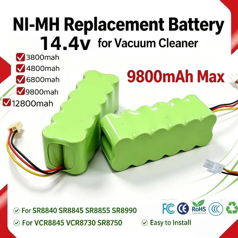 Durable 14.4V 3800‑9800mAh NI‑MH Battery For Butterfly SR8840 SR8845 SR8855 SR8990 Vacuum Robot
