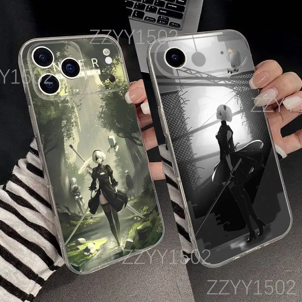 

N-Nier Automata 2B Game For iPhone 17,16,15,14,13,12,11 Pro,Max,Plus,X,XS,XR,SE4,E Mini Transparent Soft Anti-Slip Grip