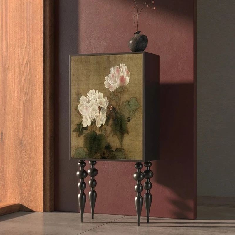 HLZ French medieval peony solid wood dining side cabinet