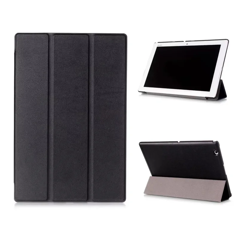 Smart Magnet Fold Flip PU Leather Funda Case For Sony Xperia Z2 Z3 Z4 Tablet Case Protective Cover + Pen