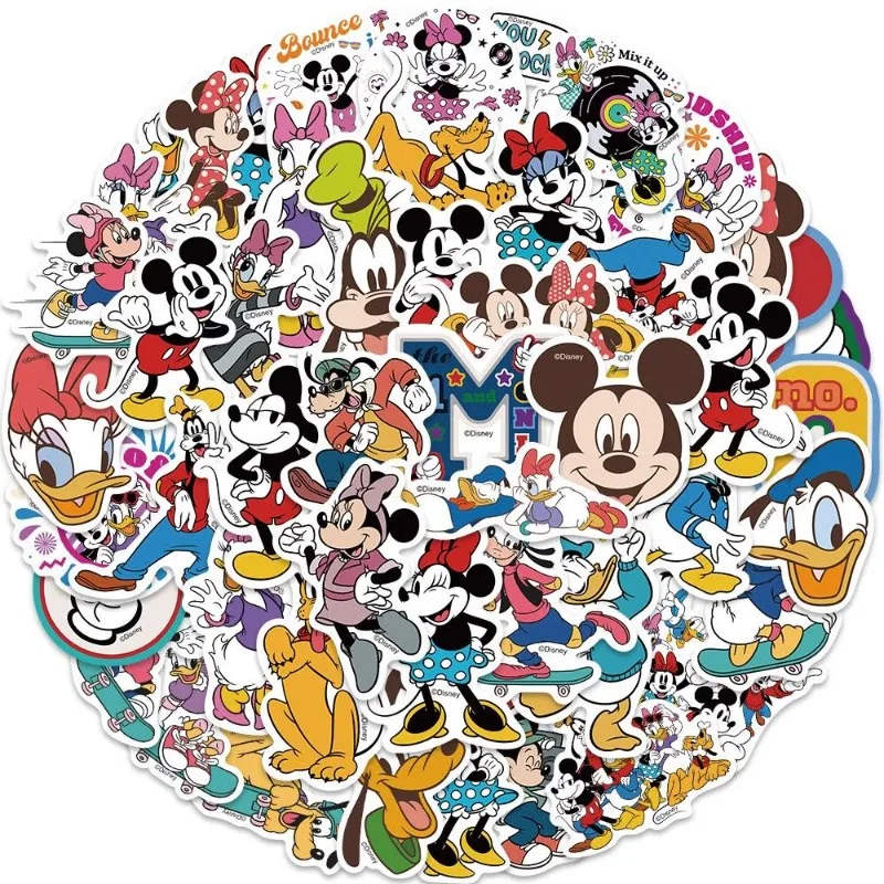 102pcs/set Disney Mickey Minnie Donald Duck Stickers Cartoon Cute Peripherals Mobile Luggage Computer Decoration Stickers Gifts