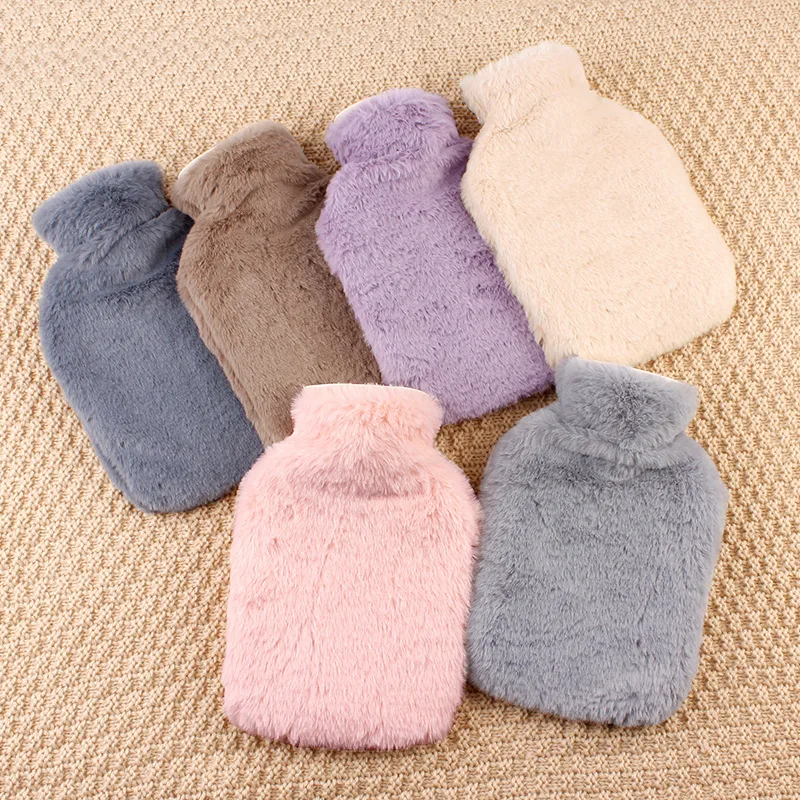 Winter Hot Water Bottle Plush Cloth Set Thermal Water Bag Hand Warmer PVC Water Heating Hand Bag Water Heating Hand Warm Belly