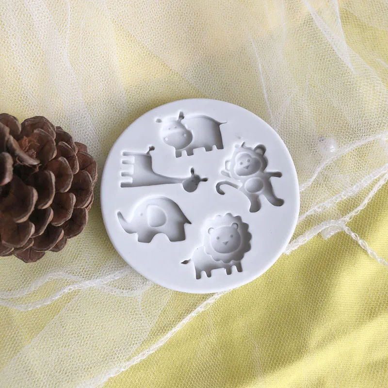 Żyrafa lew małpa słoń kreskówka silikonowa Sugarcraft Mold babeczka czekoladowa pieczenia narzędzia do dekorowania ciast masą cukrową