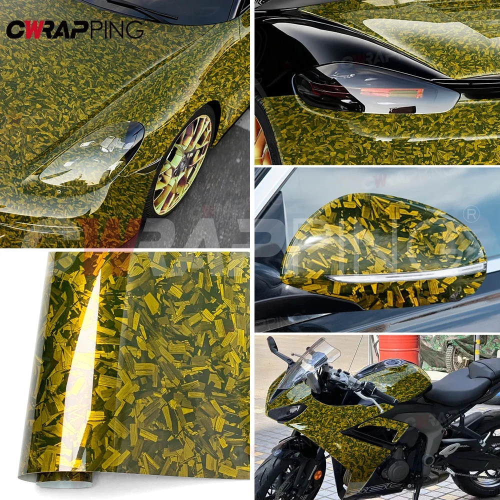 High-gloss Golden Stickers for Car Film Covering 50/100/145cm Car Sticker Vinyl Wrapping Waterproof Air Release Carbon Foil Wrap