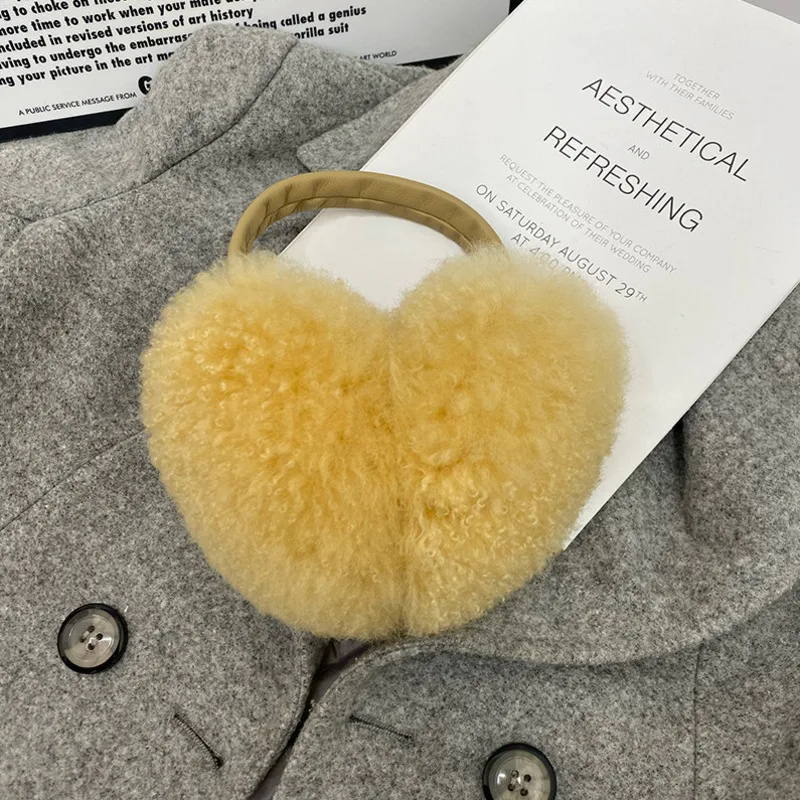 Real Wool And Cashmere Earmuffs For Women Winter Warm Ear Protectors Earmuffs Fashion Style Solid-Color Plush Wool Earmuffs