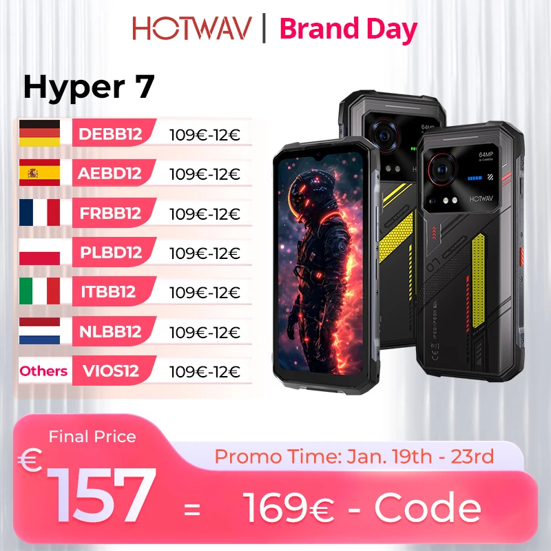 HOTWAV Hyper 7 5G t�l�phone robuste 10800mAh 6.6 ''FHD + 2K affichage t�l�phone portable 280LM 64MP Smartphone 8GB 256GB Android 14 t�l�phone portable