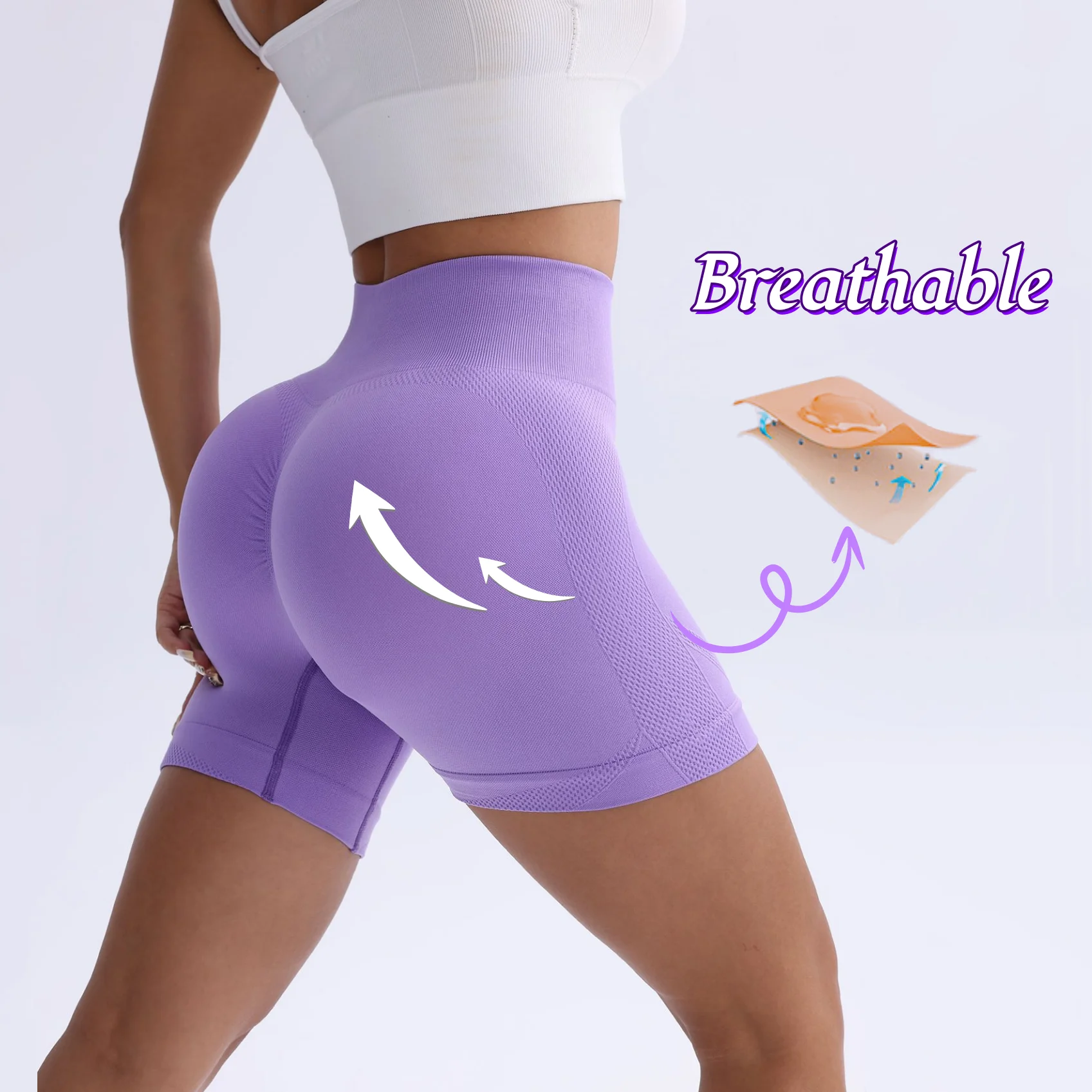 

Breathable High Waisted Yoga Shorts Fashionable and Sexy Running Fitness Pants Solid Color Yoga Leggings Training Yoga Shorts
