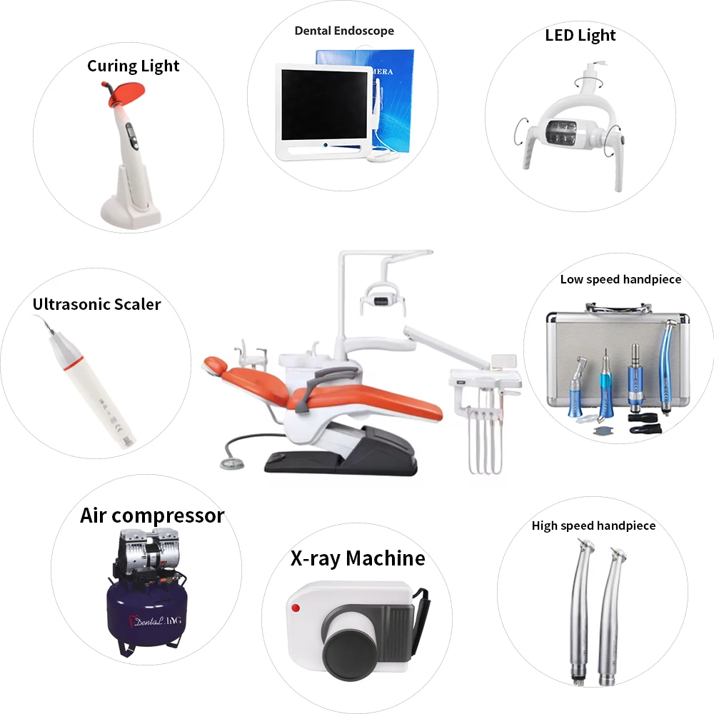 Dental Equipment Chair Unit Full Set With LED Light Handpiece Tube 1year Warranty