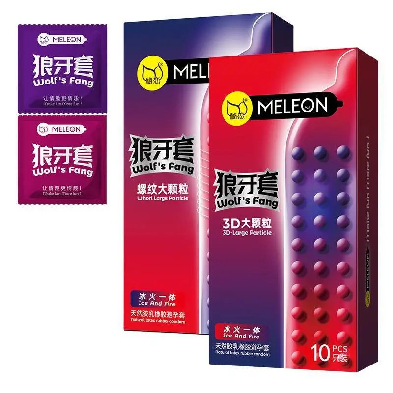 Large Particles Condom Vaginal Massage Sex Toys for Adult Men Spike Dotted Penis Sleeves Threaded Stimulation Condoms Sex Goods