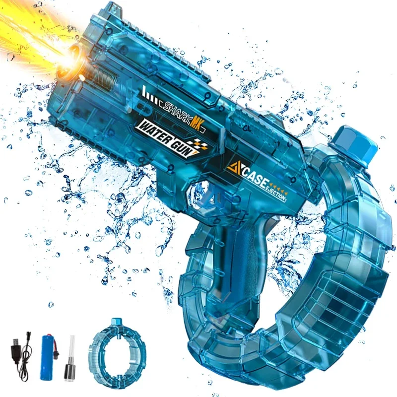 

Электрический водяной пистолет с автоматическим всасыванием воды, мощный бластер для летних игр на открытом воздухе, пляже, в бассейне, игрушка для всех возрастов