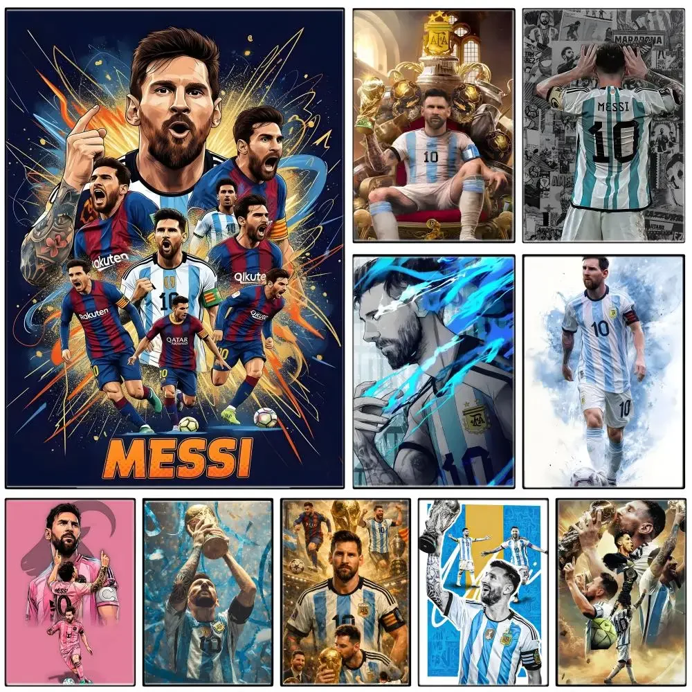 Sports L-Lio-nel M-MessiS Poster Self-adhesive Art Waterproof Paper Sticker Coffee House Bar Room Wall Decor