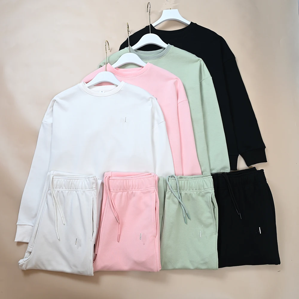 

Новый осенний женский повседневный тонкий круглый свитшот Ne со шнурком, комплект брюк с эластичной резинкой на талии, удобные длинные топы све