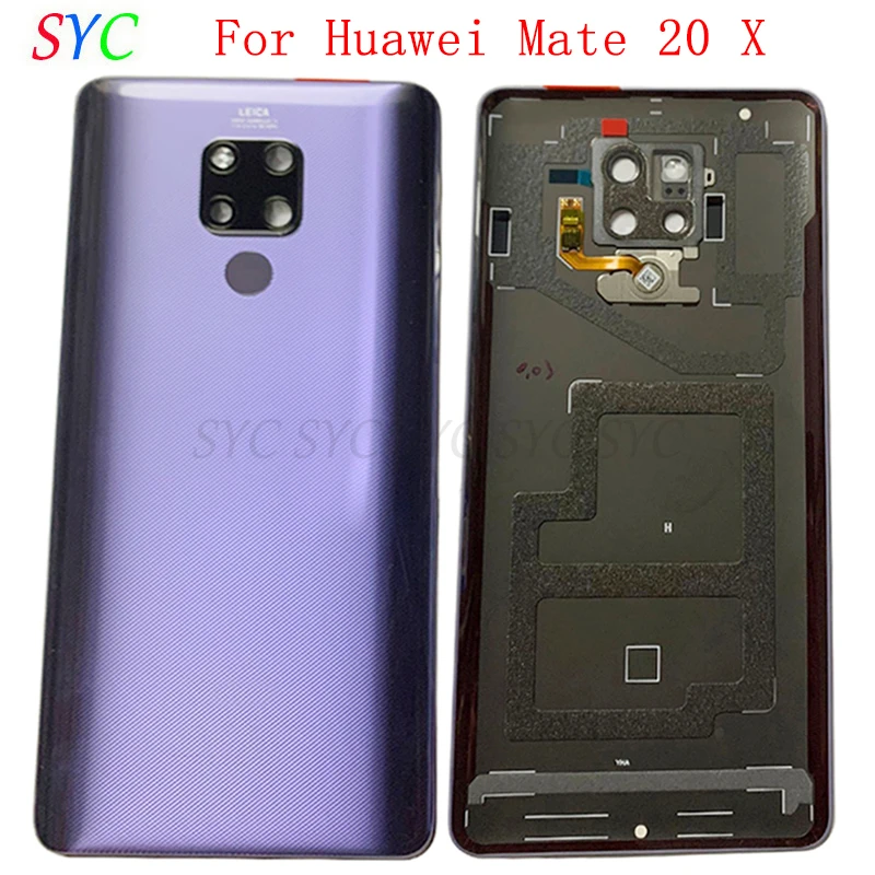 Sarung penutup baterai pintu belakang untuk Huawei Mate 20 X penutup belakang dengan bagian reparasi fleksibel sidik jari Logo lensa kamera