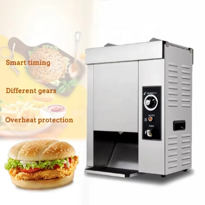 Commercial Automatic Hamburger Waffle Patty Machine Vertical Hot Dog Bun Toaster Hamburger Bread Grill Making Machine