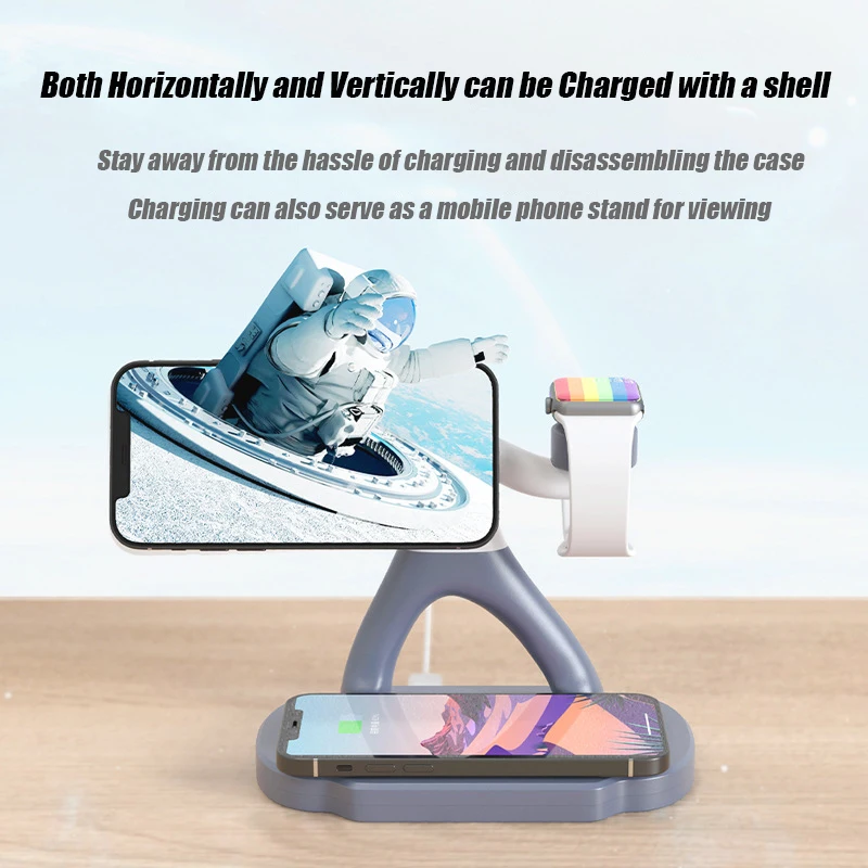 Astronaut 3 in 1 Magnetic Wireless Charger for iPhone 12/13/14 15W Macsafe Wireless Charging for Airpods/Apple Watch