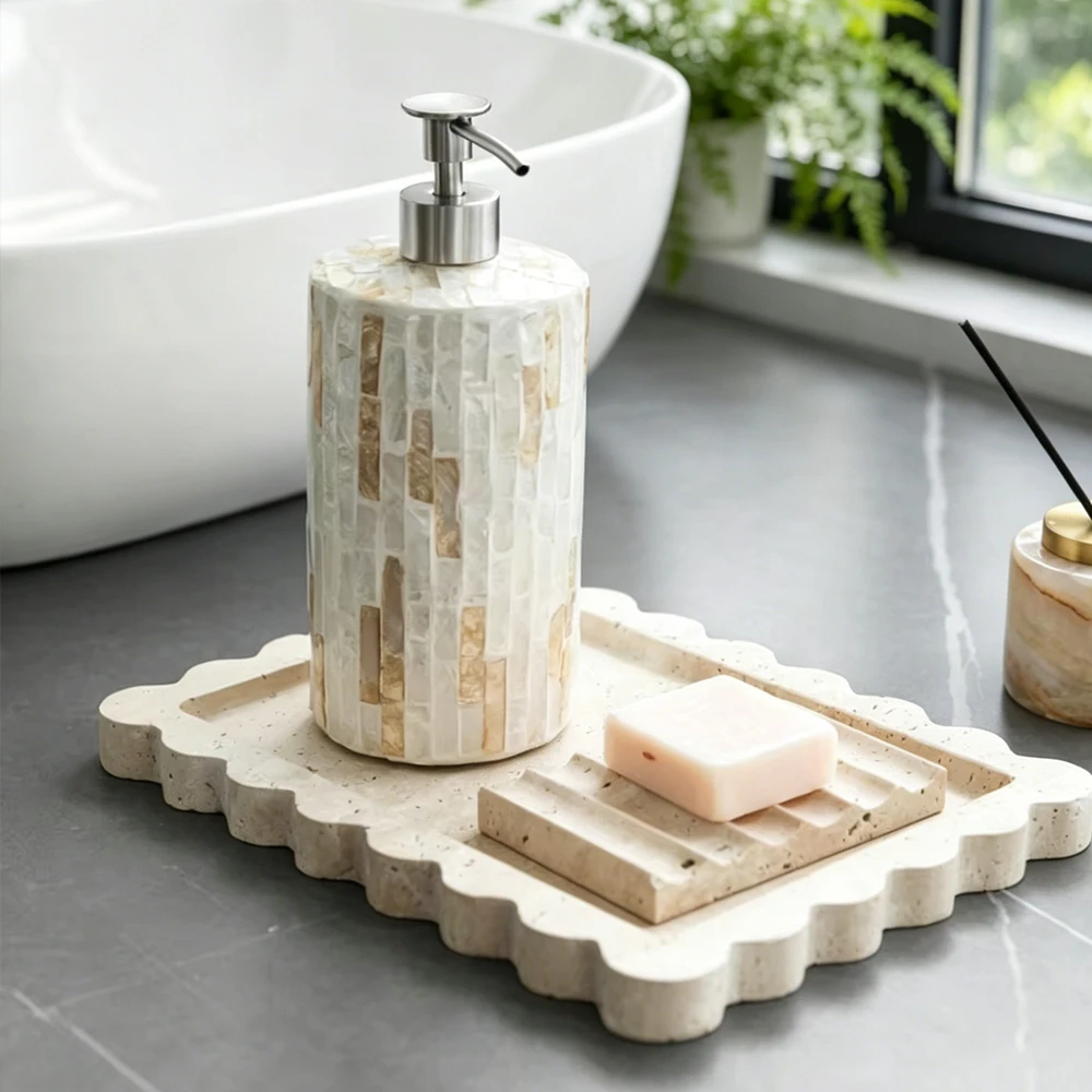 French Shell Ceramic Emulsion Bottle Bathroom Makeup Remover and Shower Gel Are Bottled and Decorated with Bathroom Soap Bottle