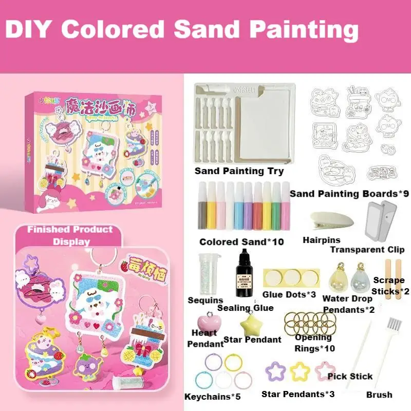 

DIY Sand Art Kits for Kids Sheet Sand Art Painting Cards Reusable Sand Tray 10 Color Sands & Tools Stocking Stuffers for Kids