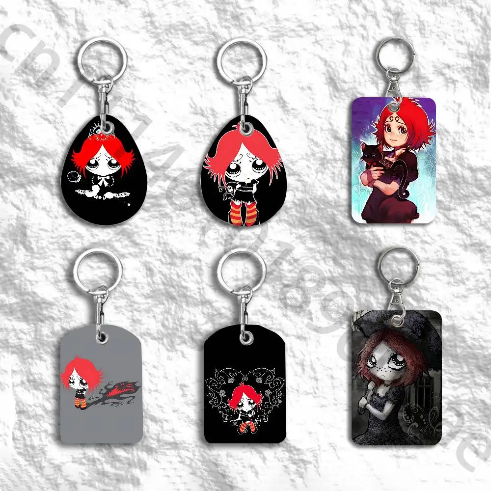 R-Ruby Gloom Gothic Protective Printed Leather Card Case Metal Keychain Accessory