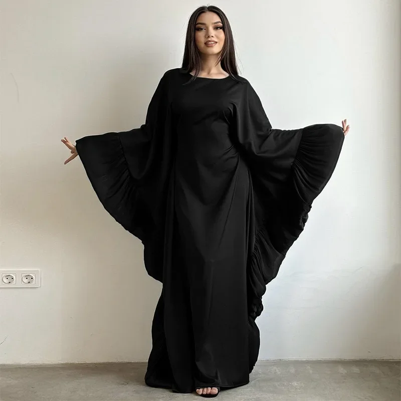 Ramadan chauve-souris manches papillon Abaya dubaï Robe musulmane caftan Abayas pour les femmes Kebaya Caftan Robe Femme robes Eid Jalabiya