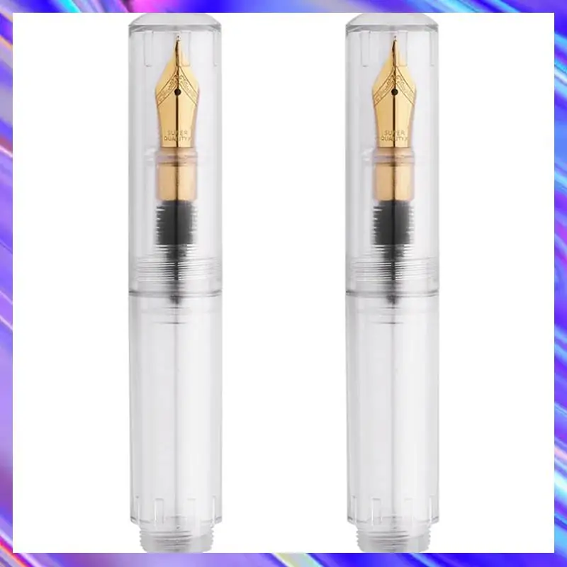 

2X Mini Pocket-Size Eyedropper Fountain Pen Writing Ink Pen F Nib Ink Pen Portable Mini Pocket Pen Transparent