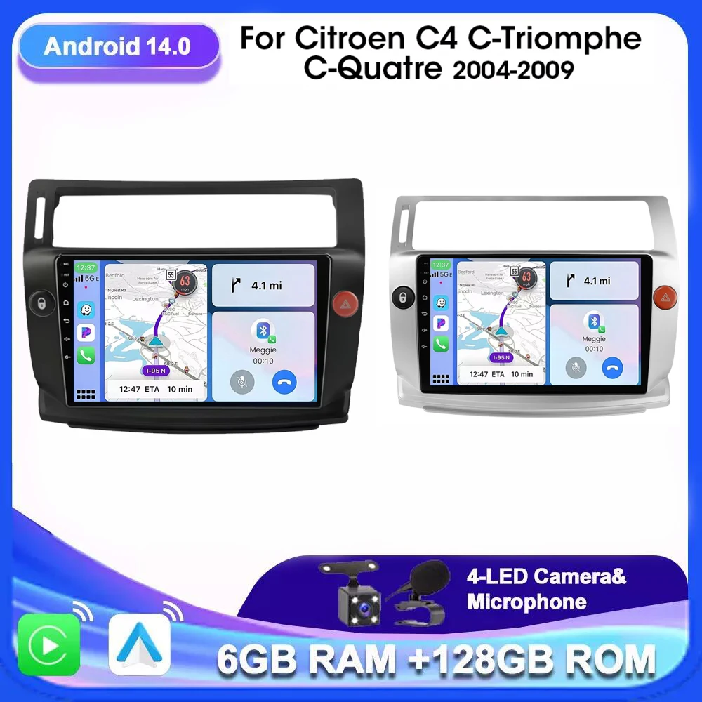 

4G+WIFI Car Radio For Citroen C4 C-Triomphe C-Quatre 2004-2008 2009 Multimidia Video Carplay BT FM RDS DSP GPS Navigaion