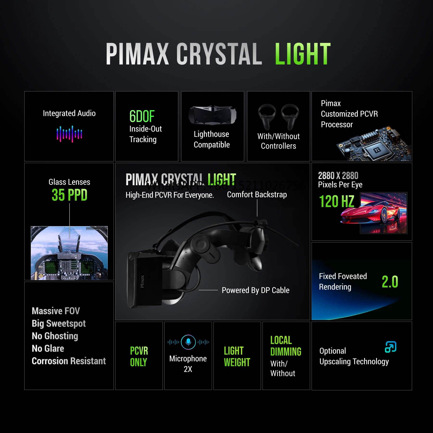 Pimax Crystal Light PC VR Resolution 5760x2880 (monocular 2880x2880) 120Hz New Listing