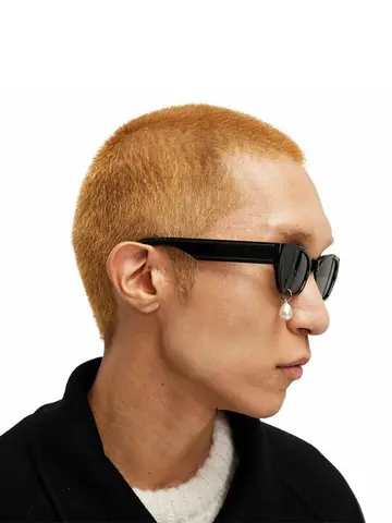 Pearl earrings drop sunglasses personality niche sunglasses small face cat eye high fashion men and women glasses