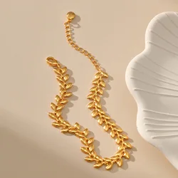 Wheat Ear Shaped 18k Gold Plated Metal Chain Women Bracelets Summer Waterproof Leaf OL Lady Bracelet Chic Jewelry Gift