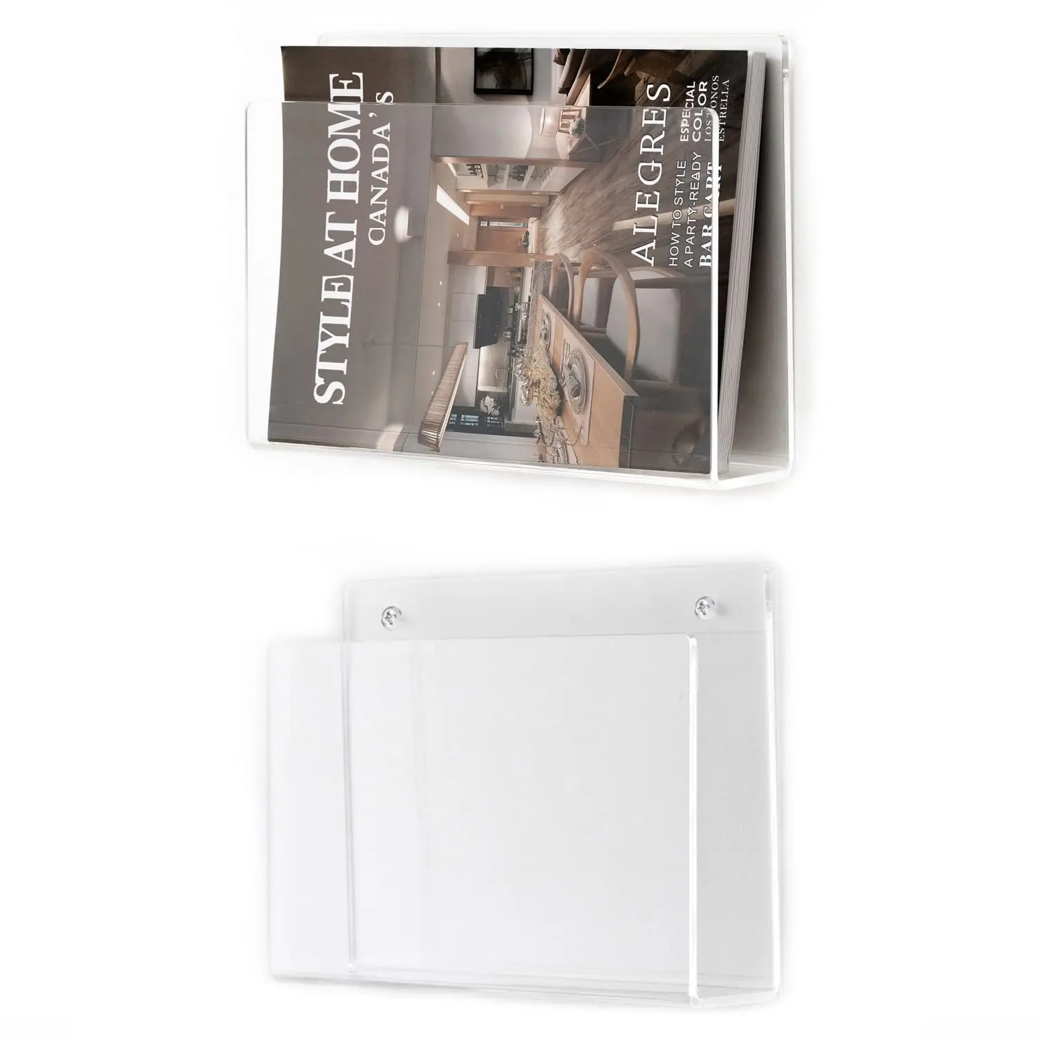 

2 Clear Acrylic Wall-Mounted Magazine And Document Display Pockets For Office, Living Room, Or Reception Organization