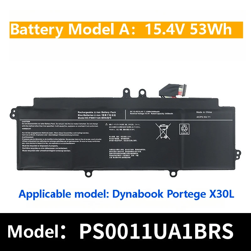 100% Brand New High Quality 15.4V 53Wh 3450mAh Laptop Battery PS0011UA1BRS for Durabook X30W-J X30W X30L PCR10A-0090 PCR12U