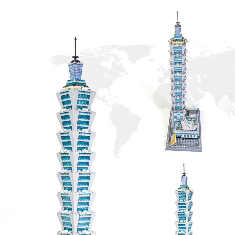 City Famous Architecture Assemble Model Block China Taiwan Taipei 101 Building Brick Educational Toys For Gifts 5221