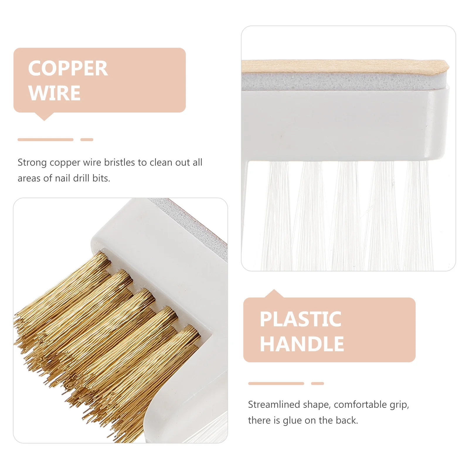 

3Pcs Copper Wire Nail Bit Cleaners Professional Grinding Head Dust Removal Manicure Nail Drill Tools for Polishing Head Care