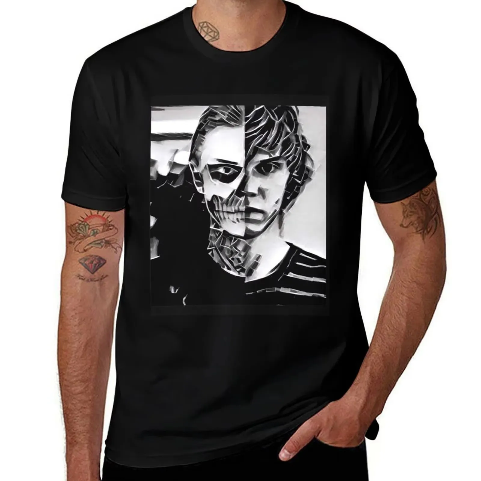 Pepper Evan Peters Skull Ahs Roanoke Poster Herren Damen T-Shirts Y2k Tate Langdon Skull Designer Lustiges Streetwear Grafik-T-Shirt – Detail 8