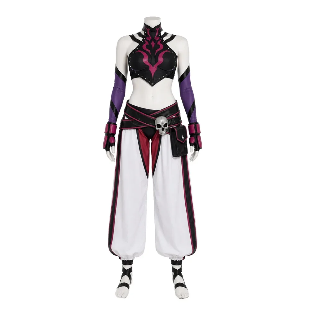 Game Accessories Christmas Halloween Street Fighter 6 Cosplay Costumes Han Juri Suit Clothe Purple Top Pants Trousers Gloves view 4