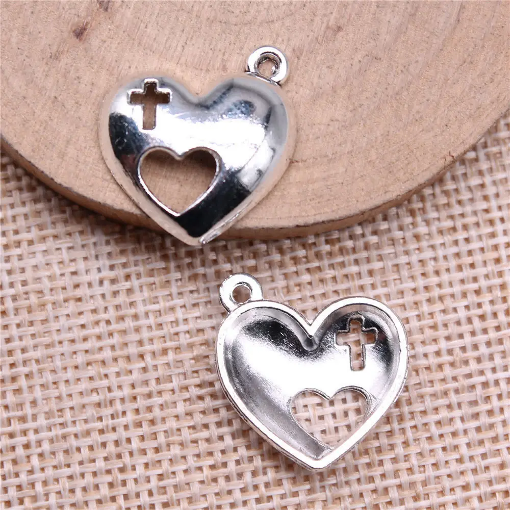 Bag Charm Cross Heart Charms Jewelry 21x19mm 10pcs