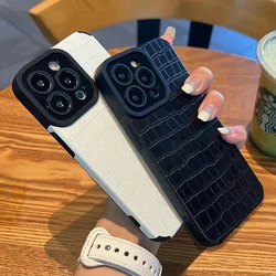 For Funda iphone 16 15 14 12 11 13 Pro 15Pro 16Pro Max mini X XS Max XR SE2 SE 2022 7 8 Plus Phone Case Crocodile Leather Cover