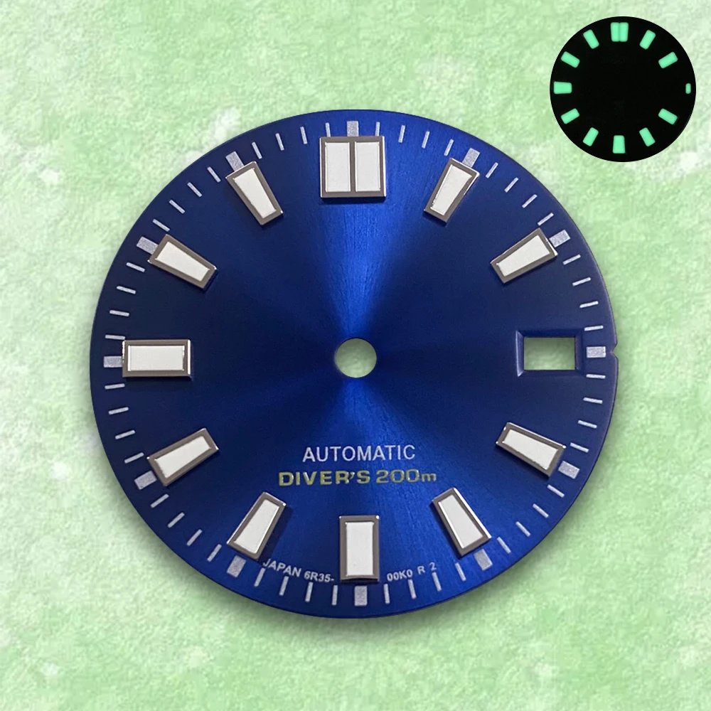 28.5mm S Logo Dial Suitable For NH35/NH36 Japanese Automatic Movement Green Luminous Watch Modification Accessories
