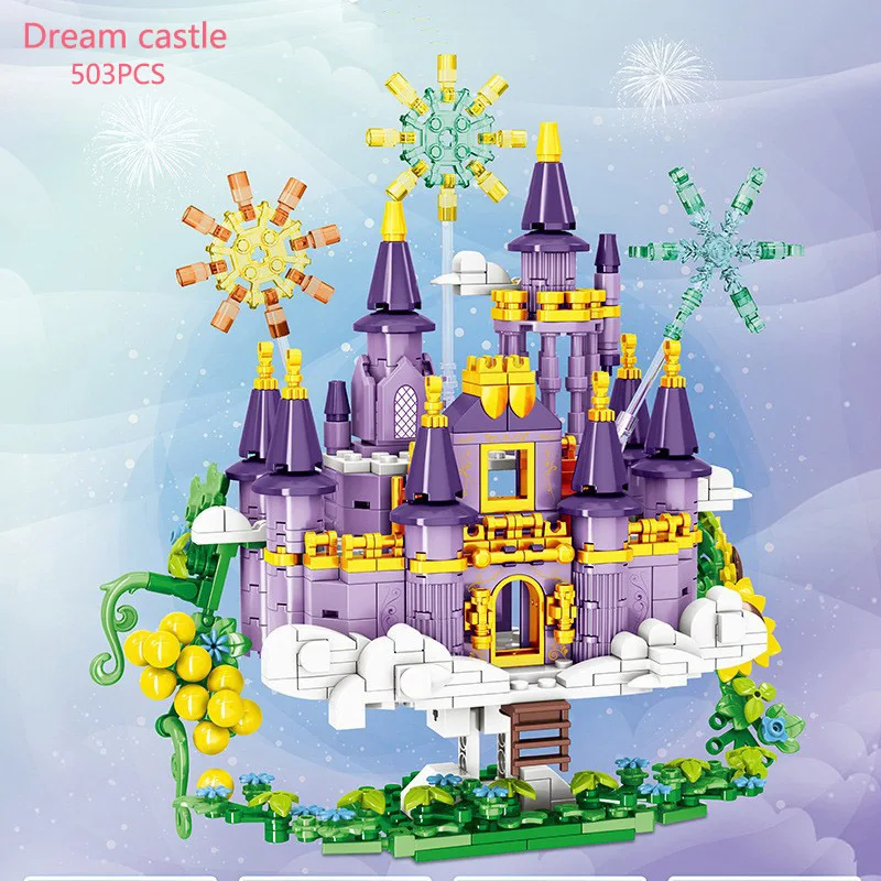 Juego de bloques de construcción de Castillo para niña, juguete de bloques de construcción de Castillo de princesa de cuento de hadas, modelo de ciudad Diy, regalo de Navidad, 4 juegos