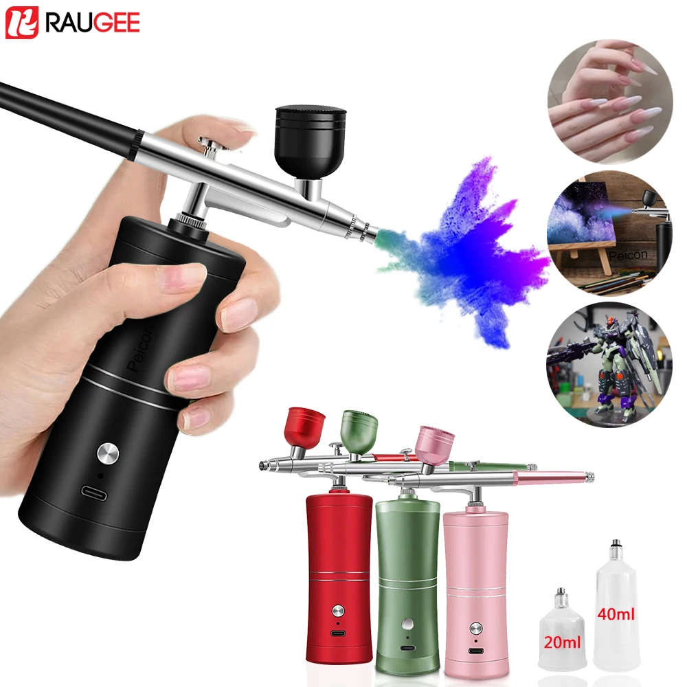 Airbrush Nail Art Painting Compressor Portable Spray Gun Nails Compressor For Nail Art Paint Model Crafts Wireless Air Brush Kit