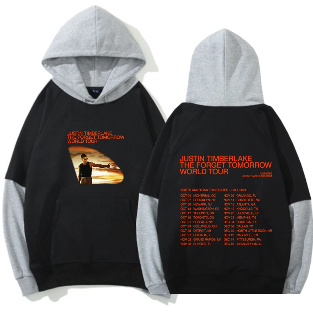 

Justin Timberlake The Forget Tomorrow World Tour North America 2024 Color Block Hoodie Music Fans Gift Sweatshirt Unisex Casual