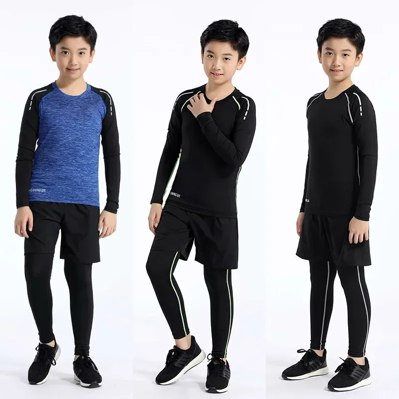 Kids Basketball Football Sportswear Suit Outdoor Workout Compression Sports Clothing Baseball Cycling Running Fitness Tracksuits