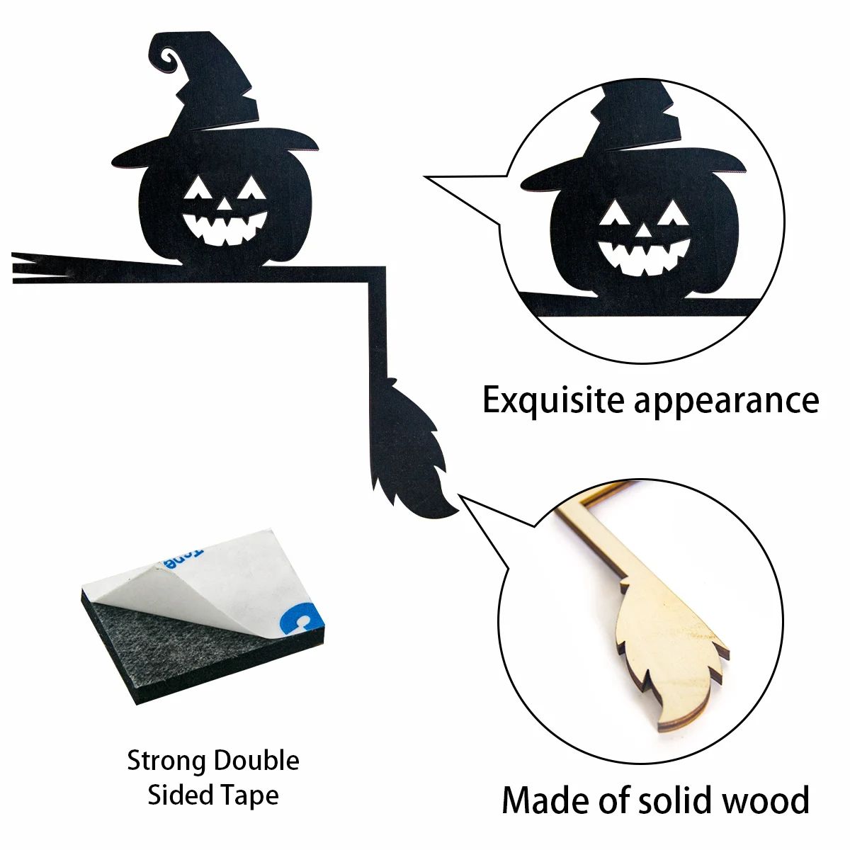 Halloween Door Corner Sign Pumpkin Bat Spider Web Black Wooden Hanging Ornament for Halloween Party Home Door Frame Decorations