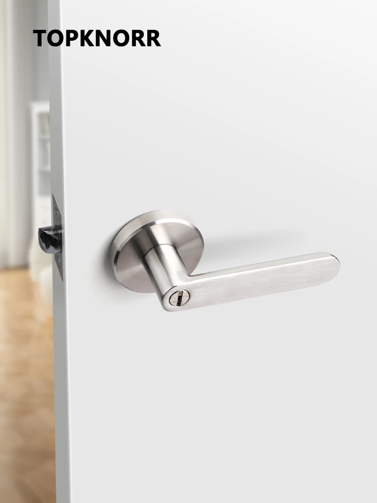 

304 Stainless Steel Door Lock Three-pole Fire Door Handle Lock Household Key Silent Solid Wood Door Bathroom Door Lock